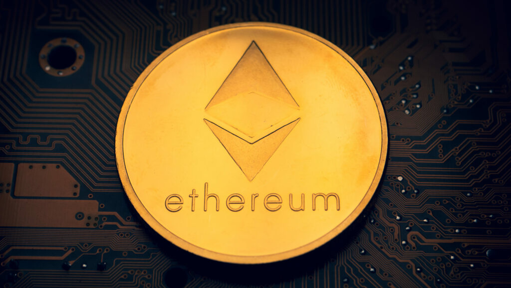 Ethereum 2.0 Coin mit schwarzem HIntergrund