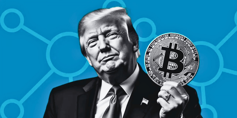 Donald Trump hält eine Bitcoin-Münze in der Hand. Mit dem Truth.Fi Bitcoin Plus ETF verstärkt Trump seine Krypto-Strategie und US-Bitcoin-Adoption.